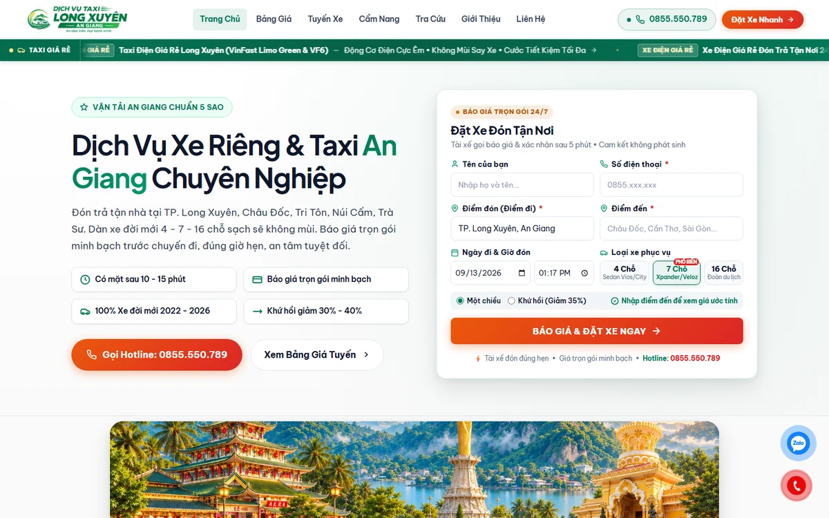 Bản xem trước website Dịch Vụ Taxi An Giang