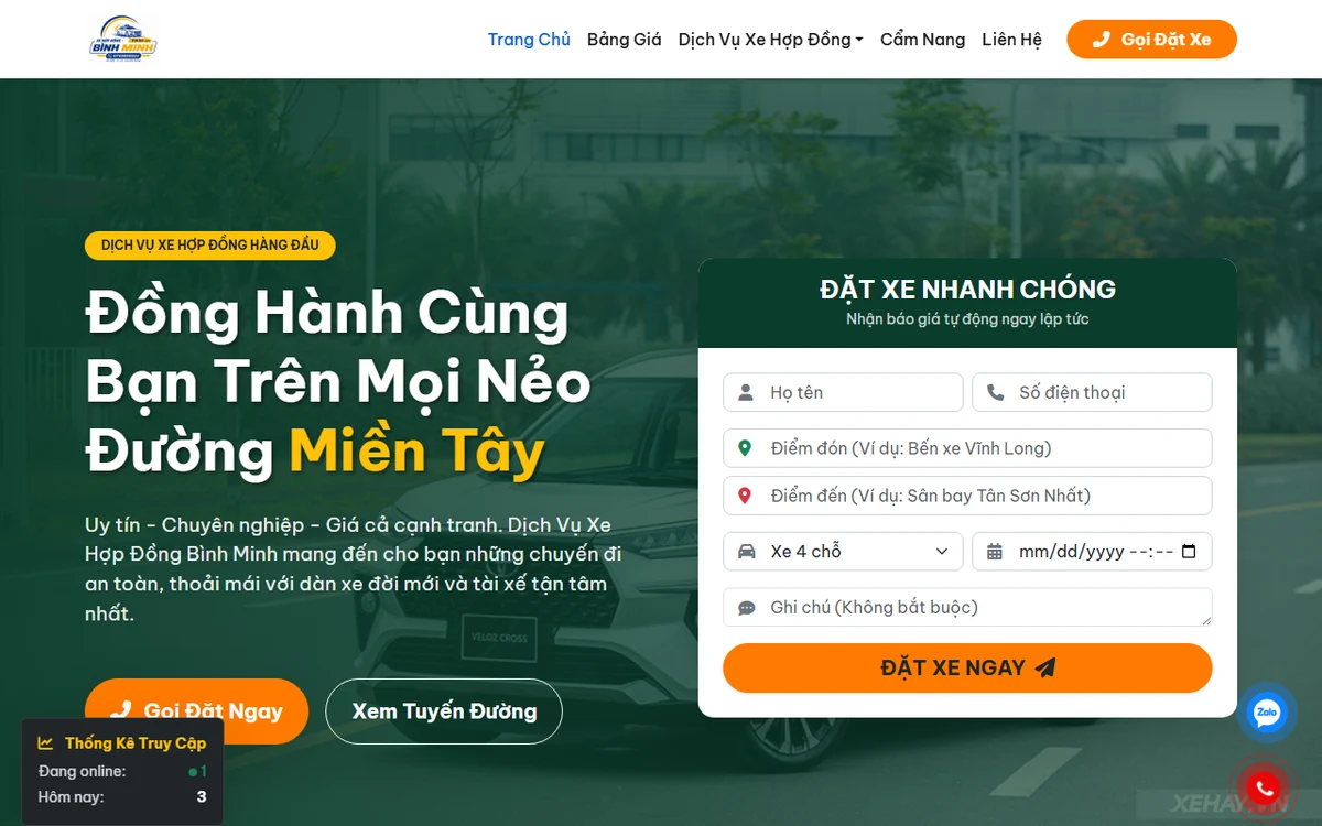 Bản xem trước dự án Taxi Bình Minh Giá Rẻ