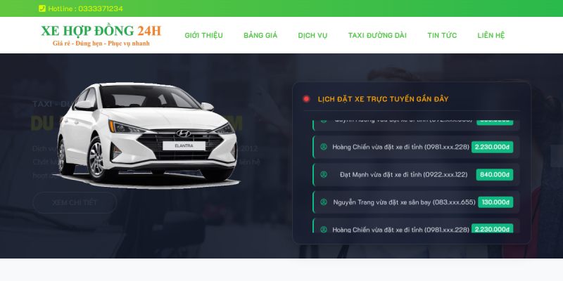 Bản xem trước dự án Xe Hợp Đồng Cần Thơ